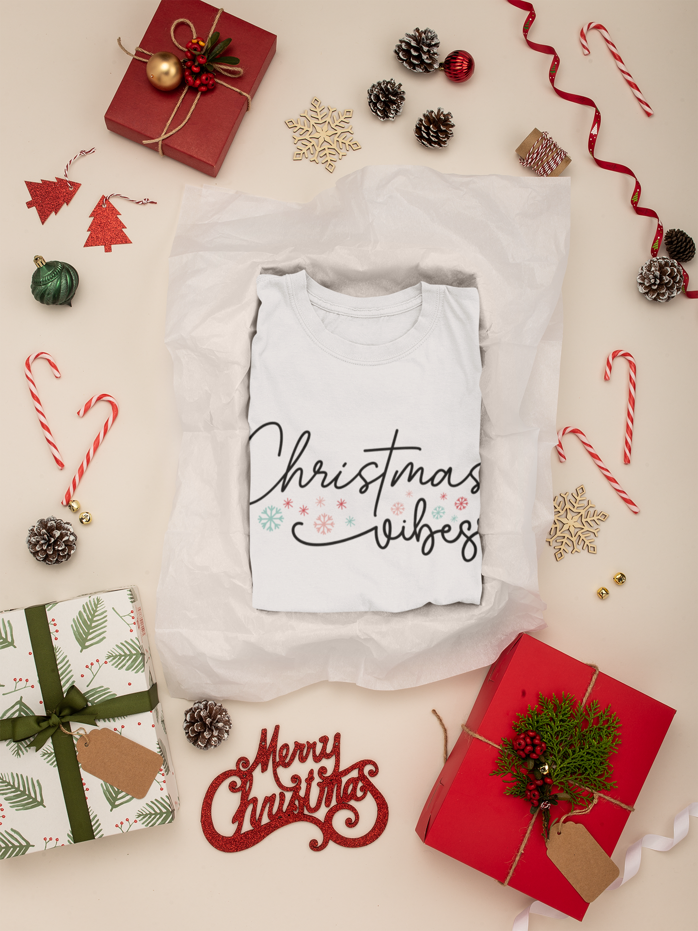 Christmas Vibes- Gildan Ladies Missy T-Shirt